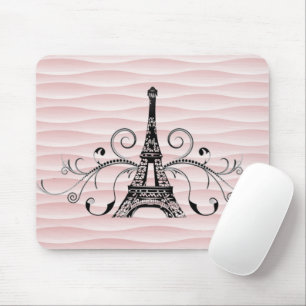 Rosa Eiffel Torn Flourish Mouse Pad Musmatta