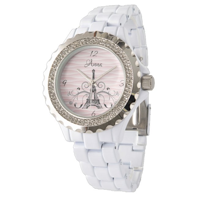 Rosa Eiffel Torn Flourish Watch Armbandsur (Vinklad)
