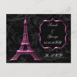 rosa Eiffel torn Fransk Bröllop OSA Inbjudan Vykort