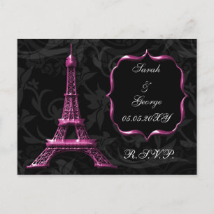 rosa Eiffel torn Fransk Bröllop OSA Inbjudan Vykort