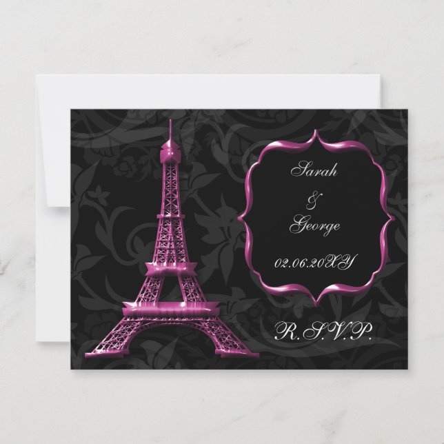 rosa Eiffel torn fransk Bröllop OSA-kort OSA Kort (Framsida)