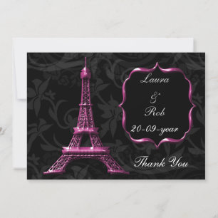 rosa Eiffel torn Fransk Tack Inbjudningar