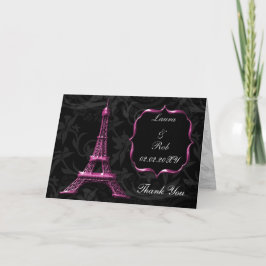 rosa Eiffel torn Fransk Tack Kort