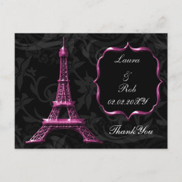 rosa Eiffel torn Fransk Tack Vykort
