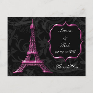 rosa Eiffel torn Fransk Tack Vykort