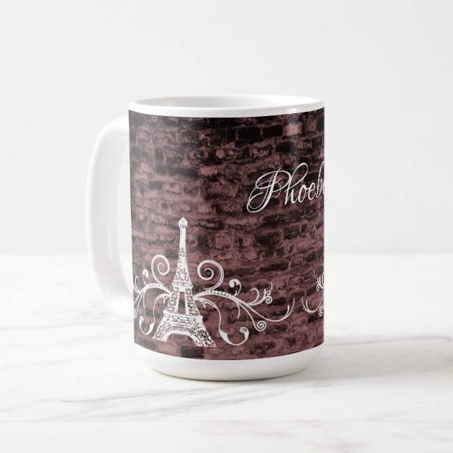 Rosa Eiffel Torn Grunge Coffee Mugg (Framsida vänster)
