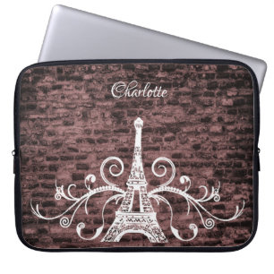 Rosa Eiffel Torn Grunge Laptop sleeve