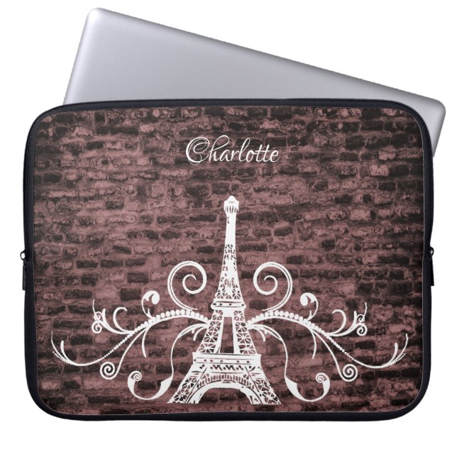 Rosa Eiffel Torn Grunge Laptop sleeve (Framsidan)
