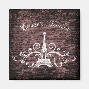 Rosa Eiffel Torn Grunge Magnet