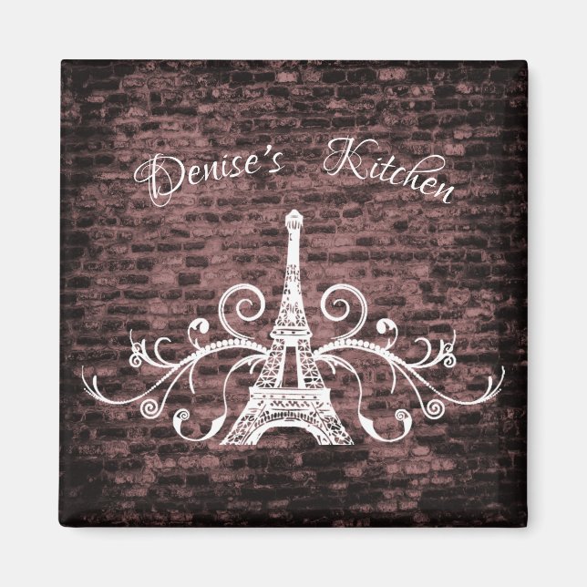 Rosa Eiffel Torn Grunge Magnet (Framsidan)