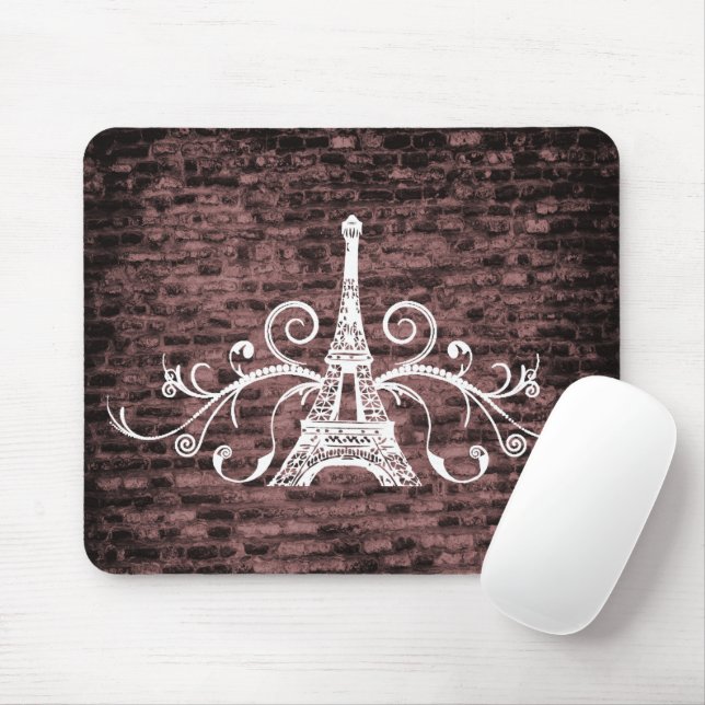 Rosa Eiffel Torn Grunge Mouse Pad Musmatta (Med mus)