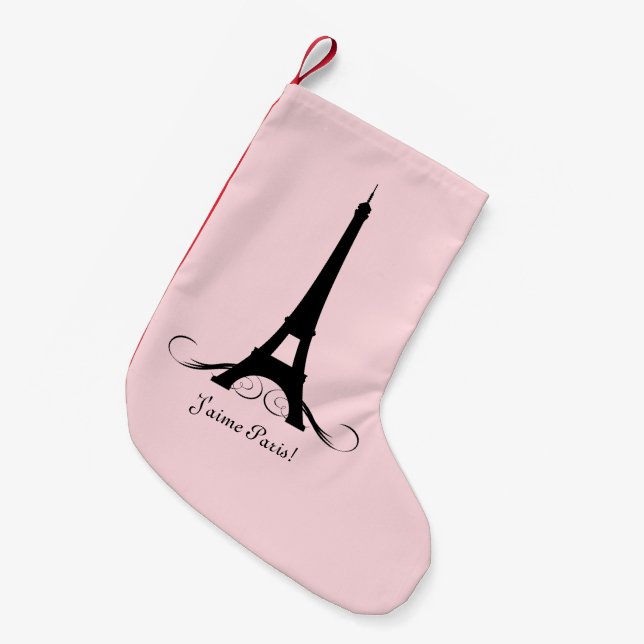 Rosa Eiffel torn J'aime Paris! Liten Julstrumpa (Framsidan (Hängande))
