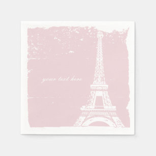 Rosa Eiffel Torn Pappersservett Set