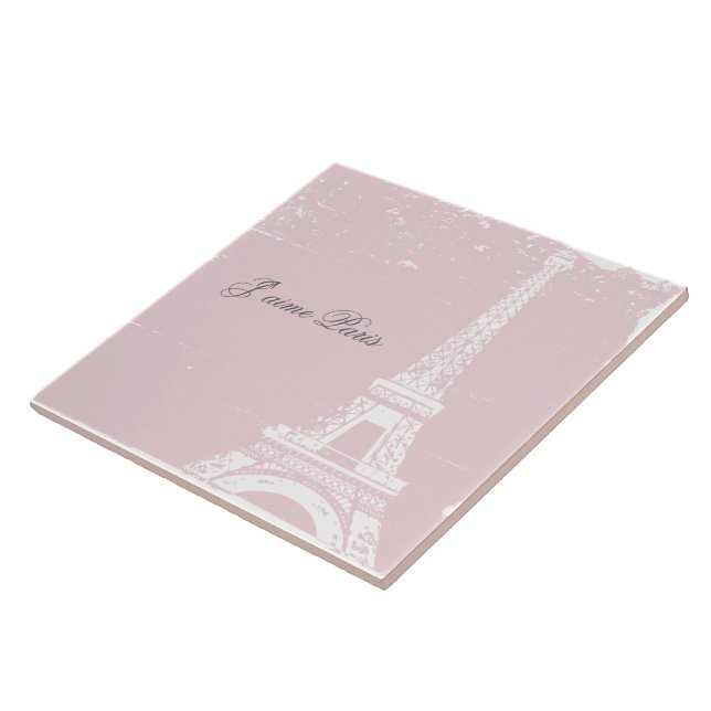 Rosa Eiffel Torn Tile & Trivet Kakelplatta (Sidan)