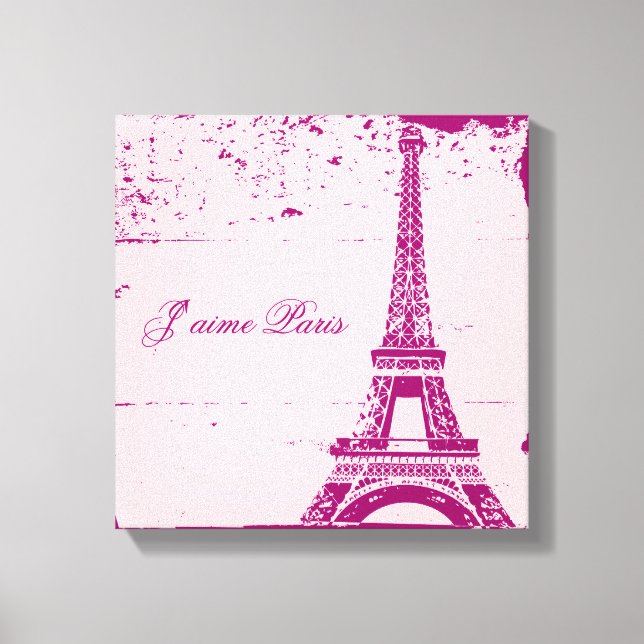 Rosa Eiffel Torn Wrapped Canvas Art (Framsida)