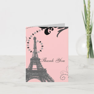 rosa eiffel tornvintage paris tackar dig tack kort