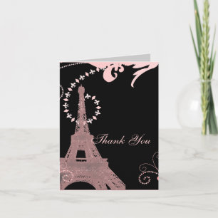 rosa eiffel tornvintage paris tackar dig tack kort