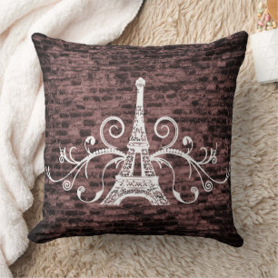 Rosa Eiffel Towel Grunge Dekorativ kudde