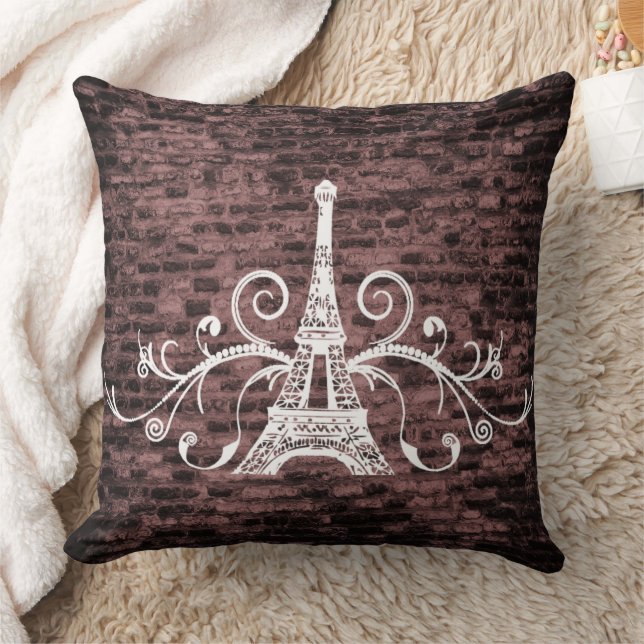 Rosa Eiffel Towel Grunge Dekorativ kudde (Filt)