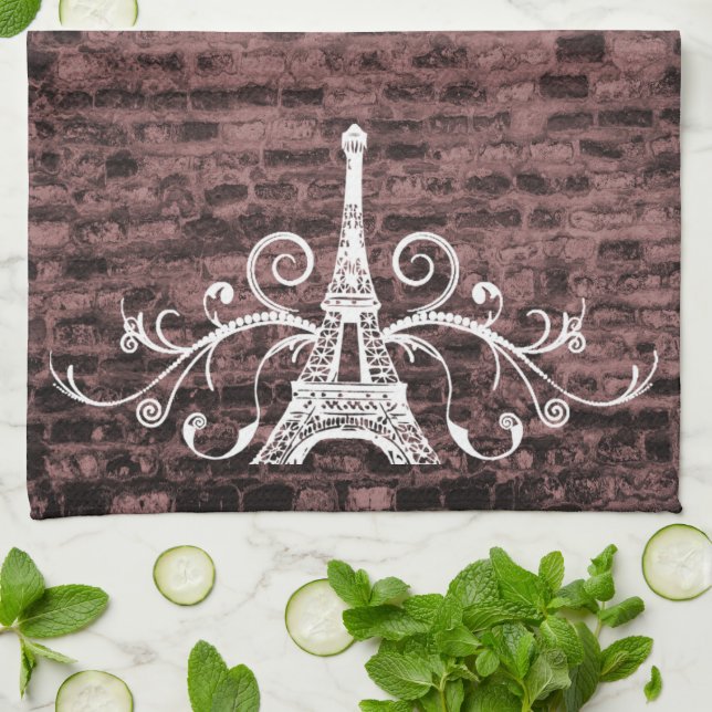 Rosa Eiffel Towel Grunge Kitchen Towel Kökshandduk (Vikta)
