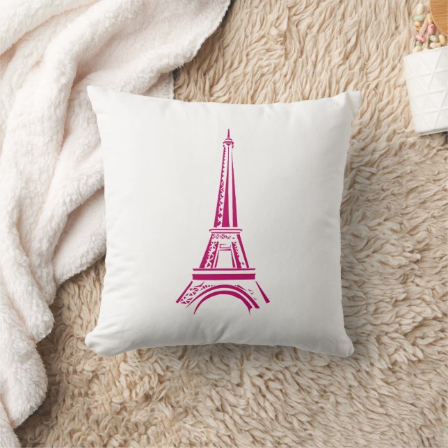 Rosa Eiffel Towel Paris Dekorativ kudde (Filt)