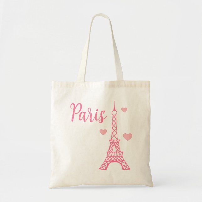 Rosa Eiffeltornet Totebag Geschenk Tygkasse (Framsidan)