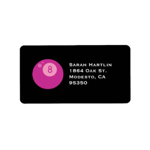 Rosa Eightball Adressetikett
