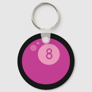 Rosa Eightball Nyckelring