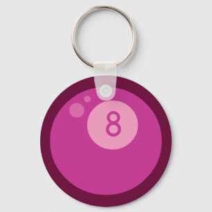Rosa Eightball Nyckelring