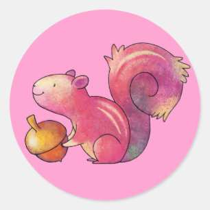 Rosa ekorre Small Stickers Runt Klistermärke