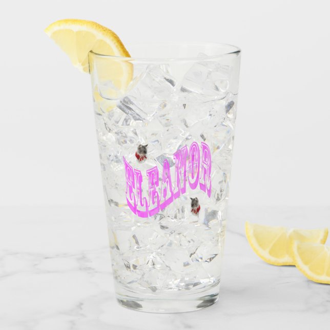 Rosa Eleanor Namn Logotyp Glaskopp (Framsida Ice)