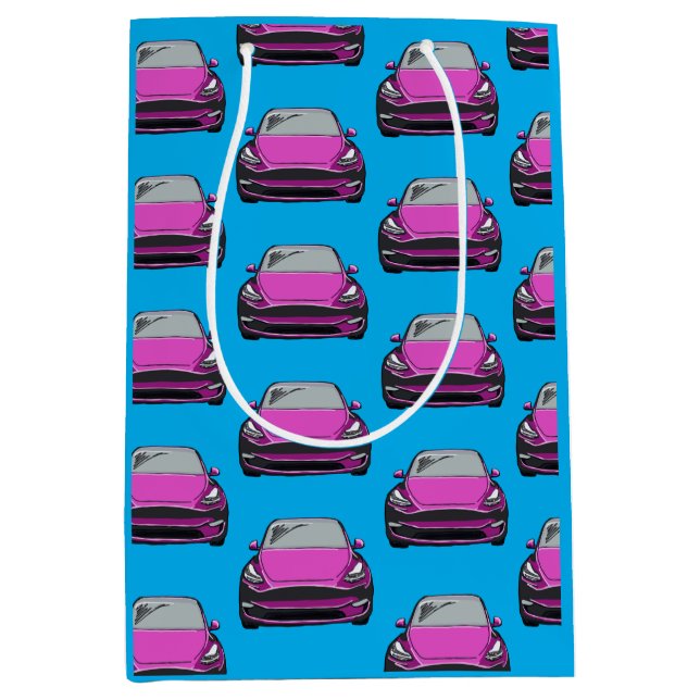 Rosa Electric Fordon SUV Car Blue Background (Framsidan)