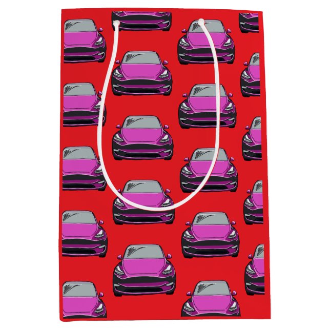 Rosa Electric Fordon SUV Car Red Background (Framsidan)