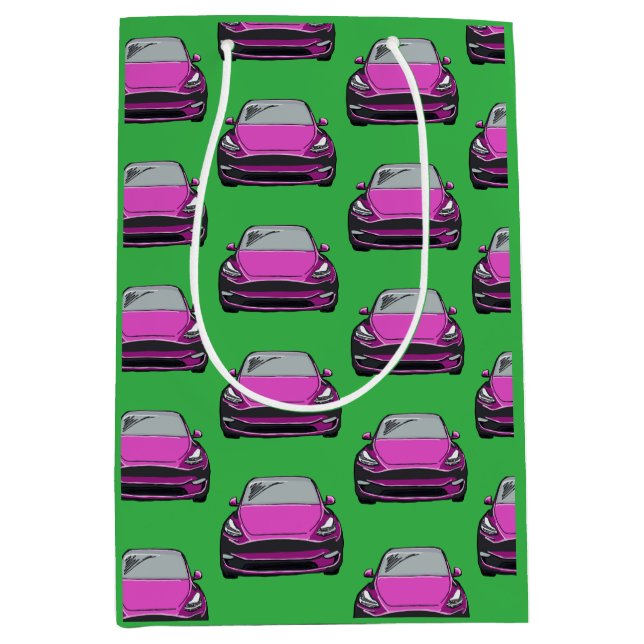 Rosa Electric Fordon SUV Grönt Bakgrund för  (Framsidan)