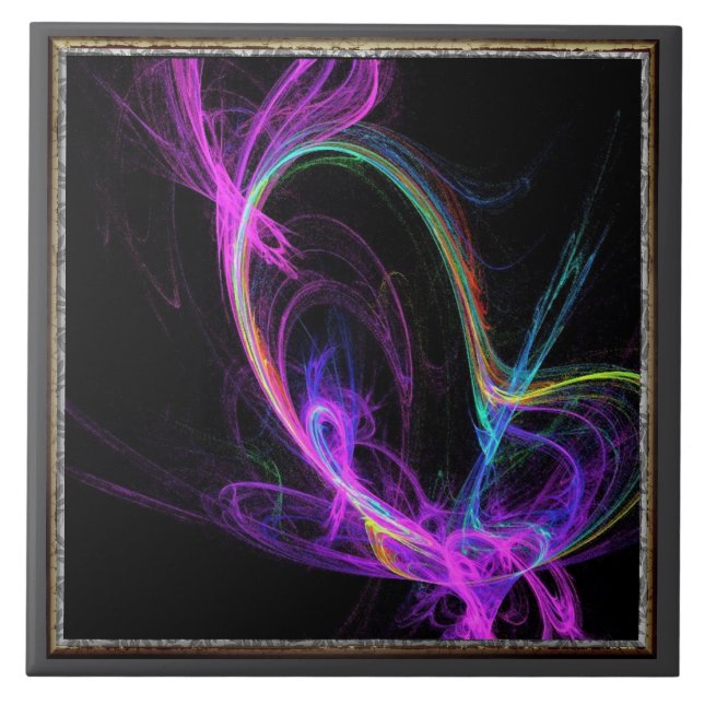Rosa Electric Fractal Ceramic Tile Kakelplatta (Framsidan)