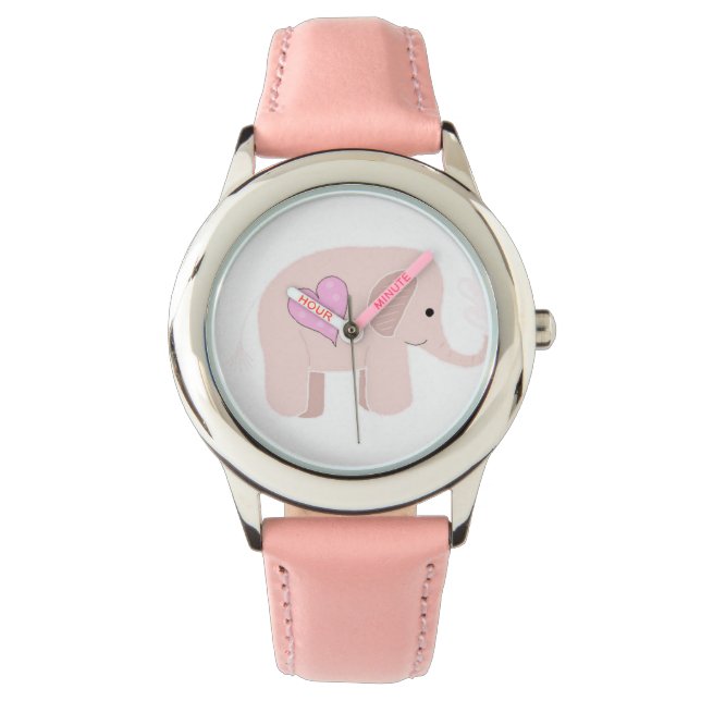 Rosa elefant armbandsur (Framsida)