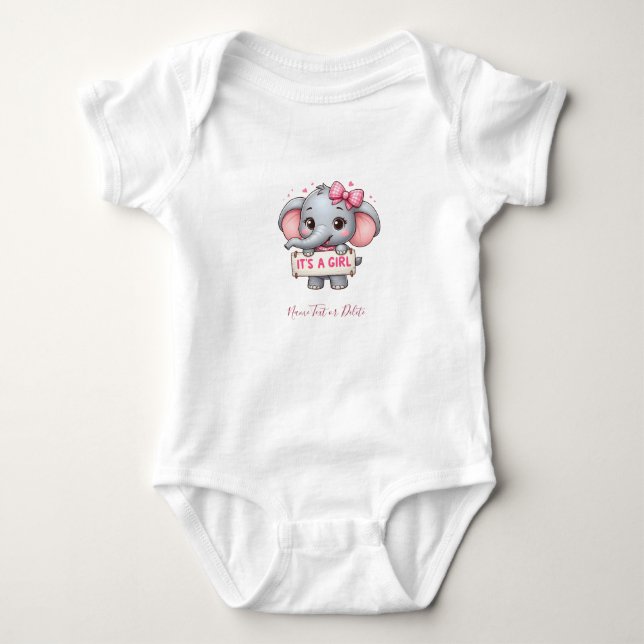 Rosa Elefant Baby Bodysuit T Shirt (Framsida)