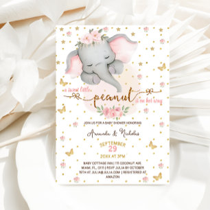 Rosa Elefant Baby Shower för Flickor Inbjudningar