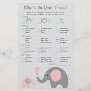 Rosa Elefant Baby Shower Vad Har Du I Din Handväsk Flygblad