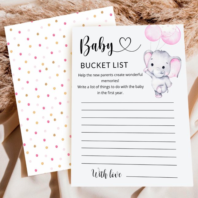 Rosa Elefant Babyfirande Bucket List (Skapare uppladdad)