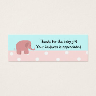Rosa Elefant Babypresent Tacksam Litet Visitkort