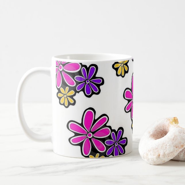 Rosa Elefant Blommig Mugg (Med munk)