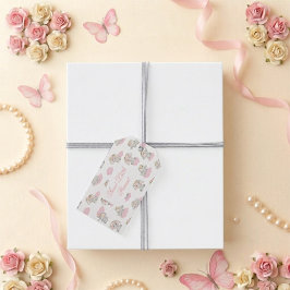Rosa Elefant Elegant Baby Shower Tacksamhetskort Presentetikett