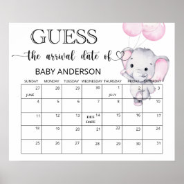Rosa elefant gissar terminskalender poster