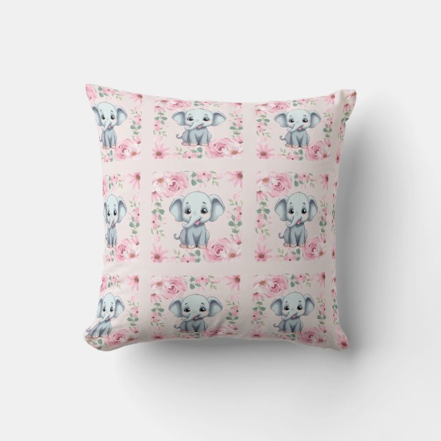 Rosa Elefant Kastkudde Kudde (Framsida)