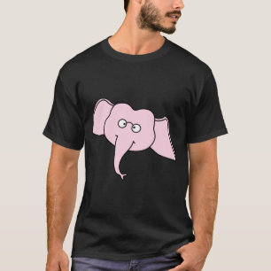 Rosa elefant med exponeringsglas. Tecknad Tee Shirt