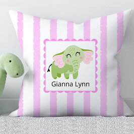 Rosa Elefant Monogram Babyflicka Kudde