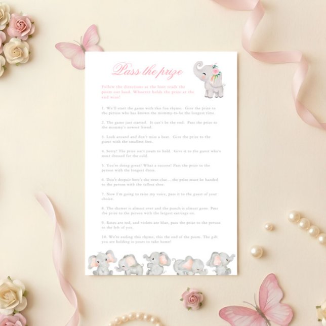 Rosa Elefant Passa Priset Baby Shower Spel (Skapare uppladdad)