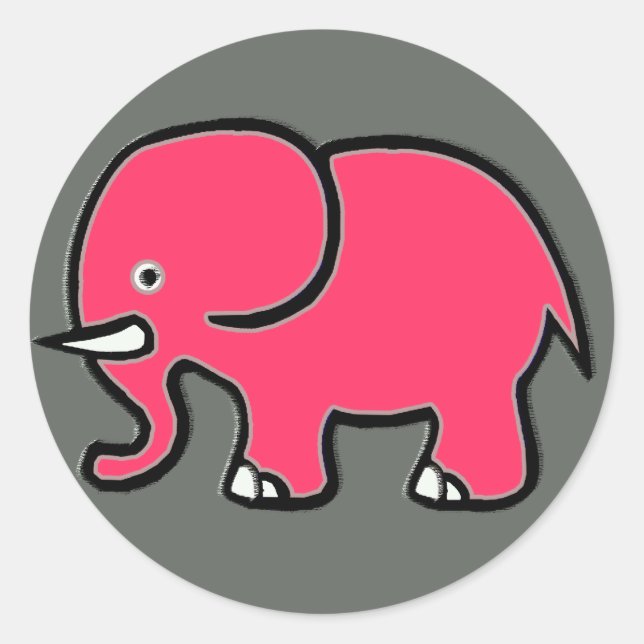 rosa elefant runt klistermärke (Framsida)
