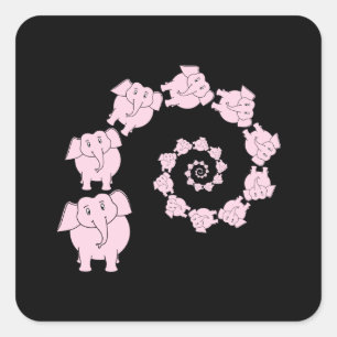Rosa elefant spiral. fyrkantigt klistermärke